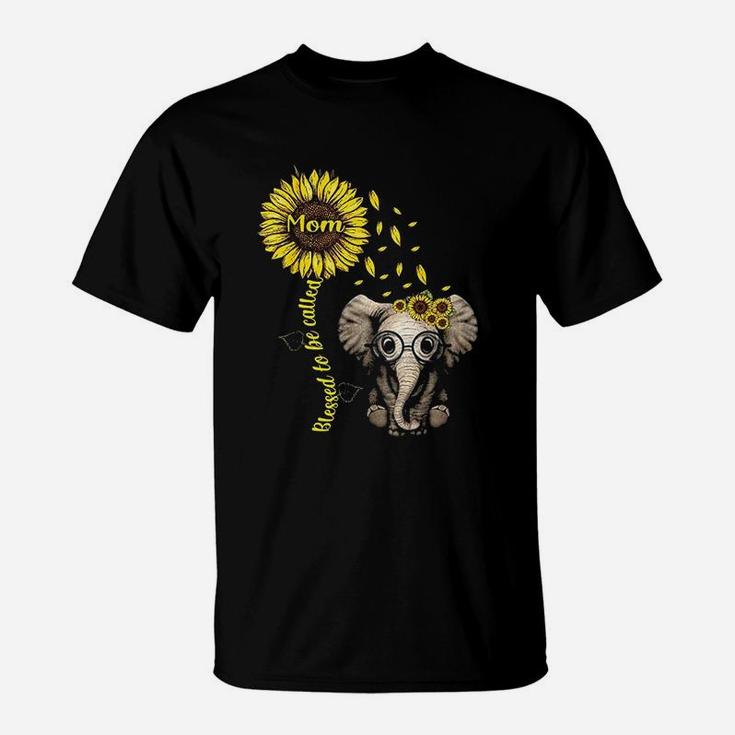 Blessed To Be Called Mom Sunflower Elephant T-Shirt