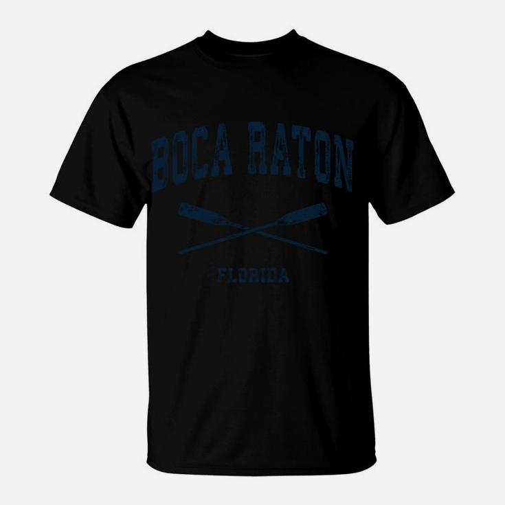 Boca Raton Florida Vintage Nautical Crossed Oars Navy Sweatshirt T-Shirt