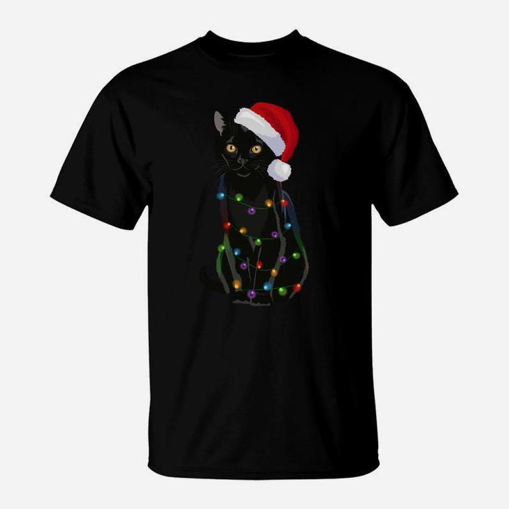 Bombay Cat Christmas Lights Xmas Cat Lover Santa Hat Sweatshirt T-Shirt