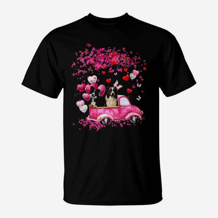 Border Collie Couple Valentine Fall T-Shirt