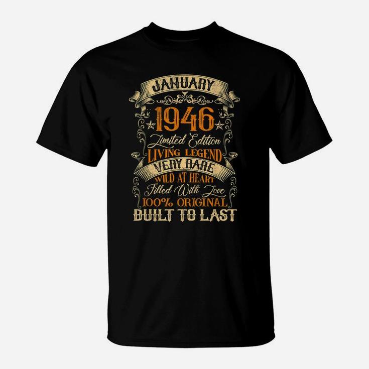 Born In January 1946 Vintage 75 Years Old 75Th Birthday T-Shirt