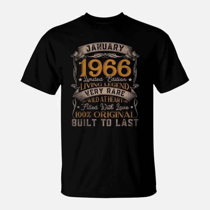 Born In January 1966 Vintage 55Th Birthday Gift 55 Years Old T-Shirt