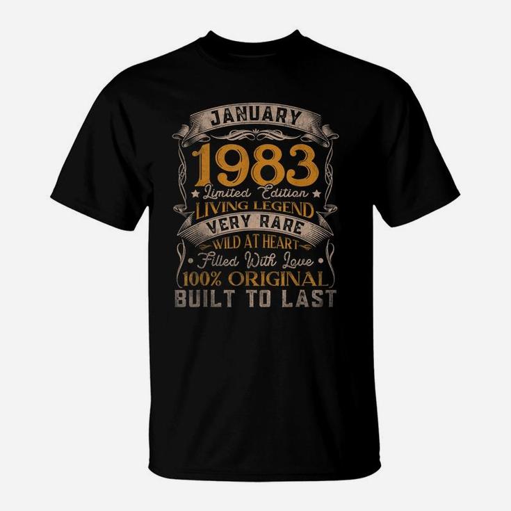 Born In January 1983 Vintage 38Th Birthday Gift 38 Years Old T-Shirt