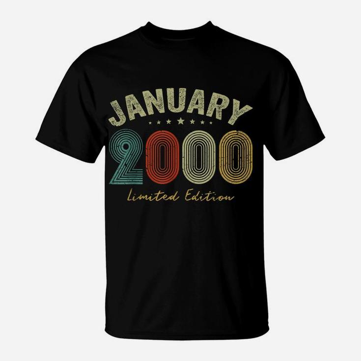 Born In January 2000 Vintage 21St Birthday 21 Years Old Gift T-Shirt
