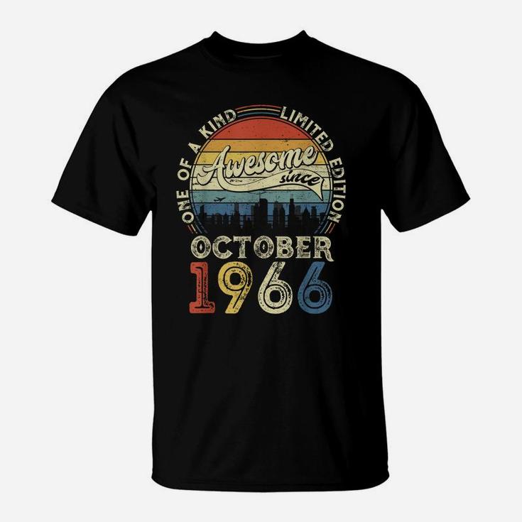 Born In October 1966 55 Yrs Tee Vintage 55Th Birthday Gift T-Shirt