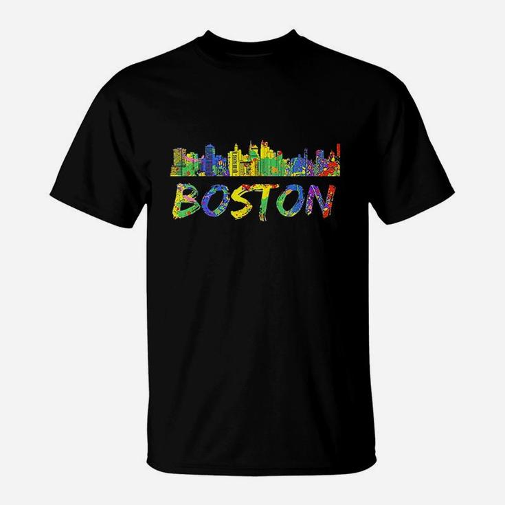 Boston Massachusetts Skyline Vintage T-Shirt