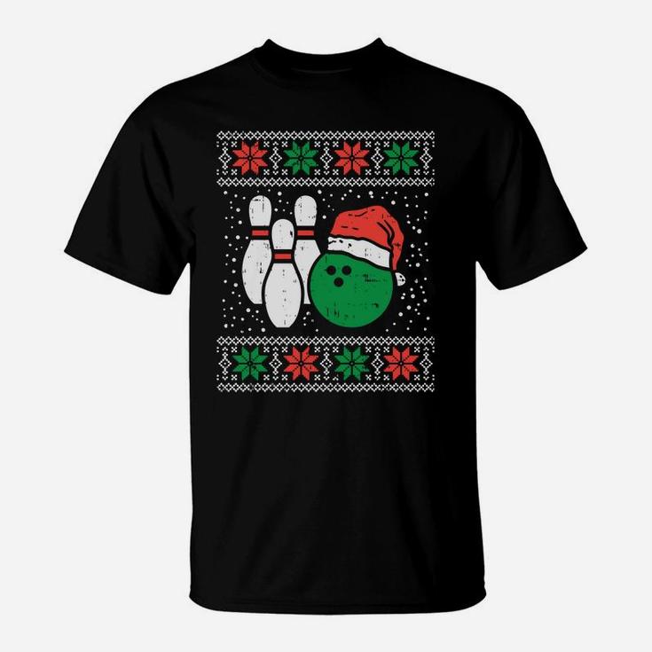 Bowling Ugly Christmas Sweater Sport Bowls Xmas Men Gift Sweatshirt T-Shirt