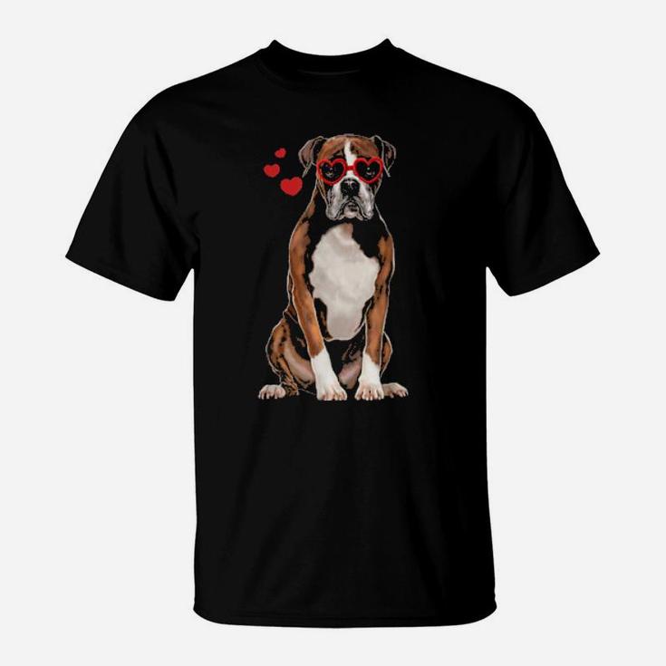 Boxer Cute Dog Valentine Heart T-Shirt