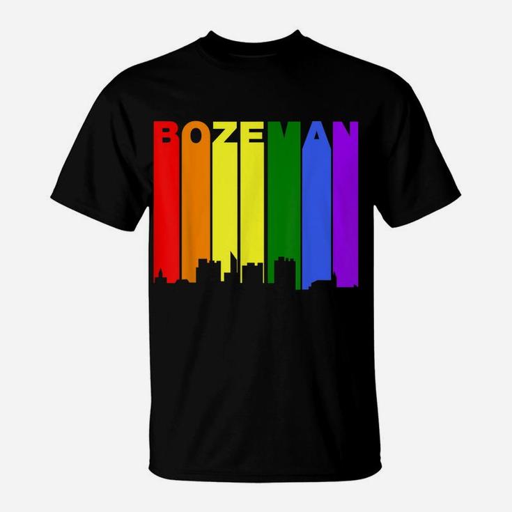 Bozeman Montana Lgbtq Gay Pride Rainbow Skyline T-Shirt