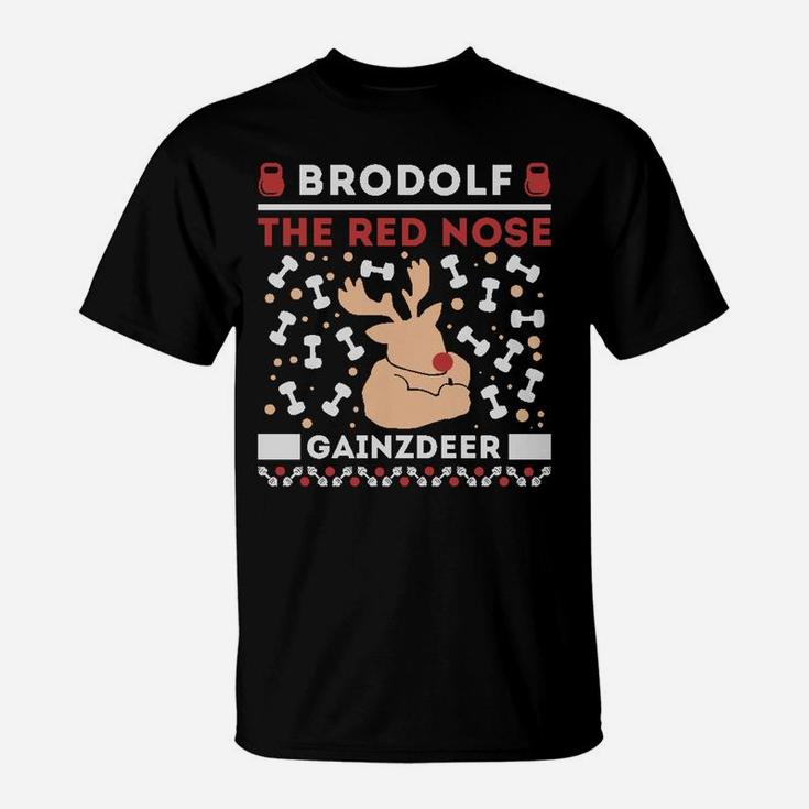 Brodolf Rudolf Workout Gym Funny Ugly Christmas Sweatshirt Sweatshirt T-Shirt
