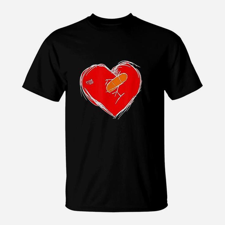 Broken Heart Relationship Breakup Red Heart T-Shirt