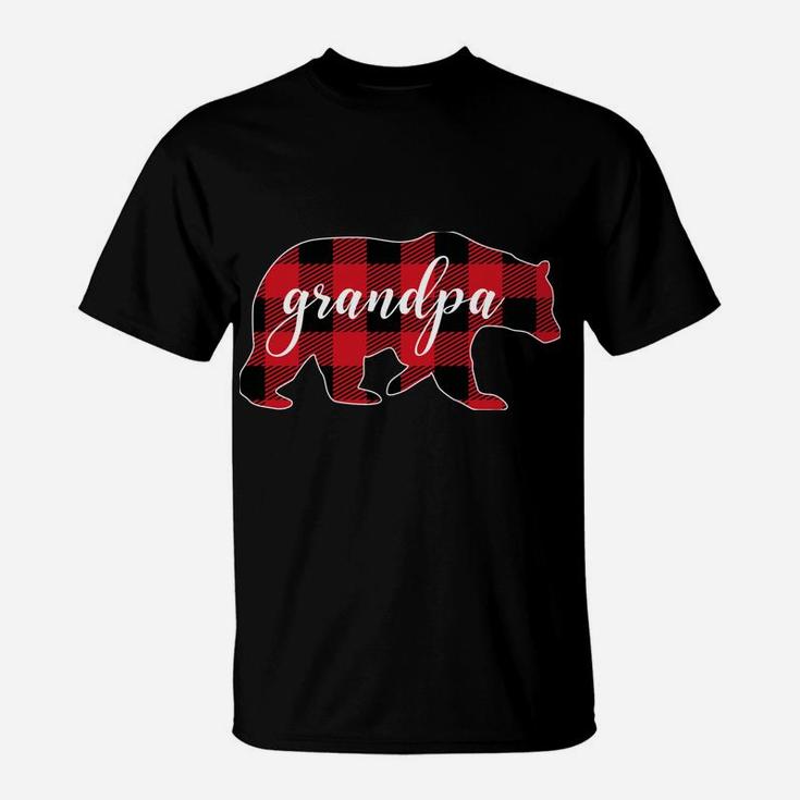 Buffalo Plaid Grandpa Bear Gifts Christmas Matching Family T-Shirt