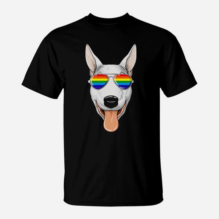 Bull Terrier Gay Pride Flag Lgbt Rainbow Sunglasses T-Shirt
