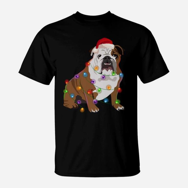 Bulldog Christmas Lights Xmas Dog Lover Sweatshirt T-Shirt