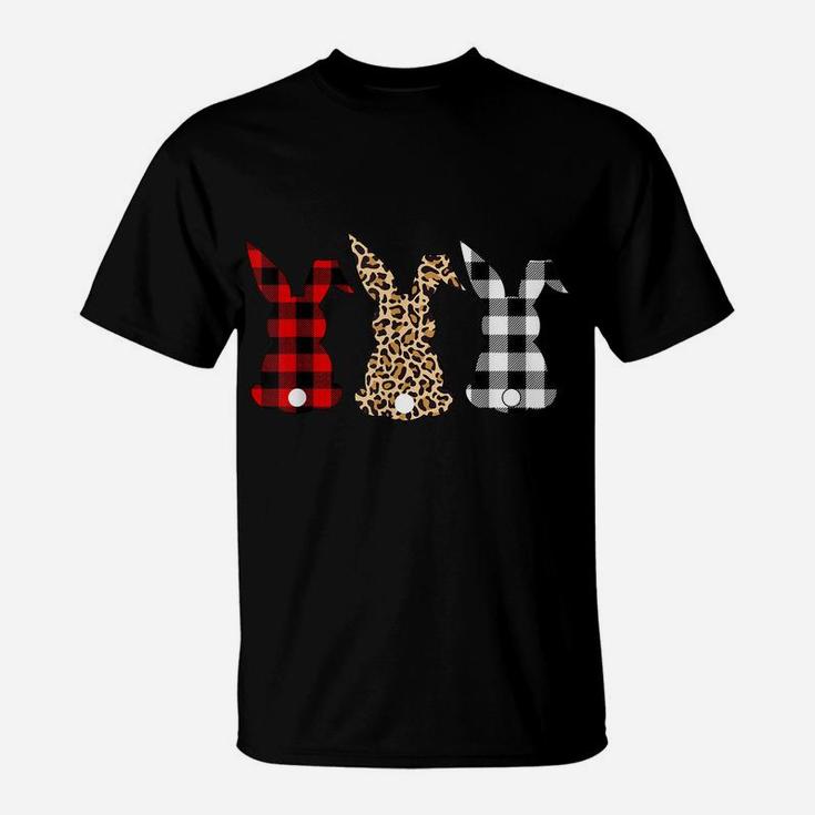 Bunny Rabbit Leopard Buffalo Plaid Easter Hunting Funny Gift T-Shirt