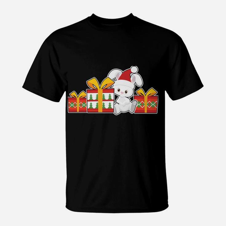 Bunny Rabbit With Presents - Cute Bunny Christmas T-Shirt