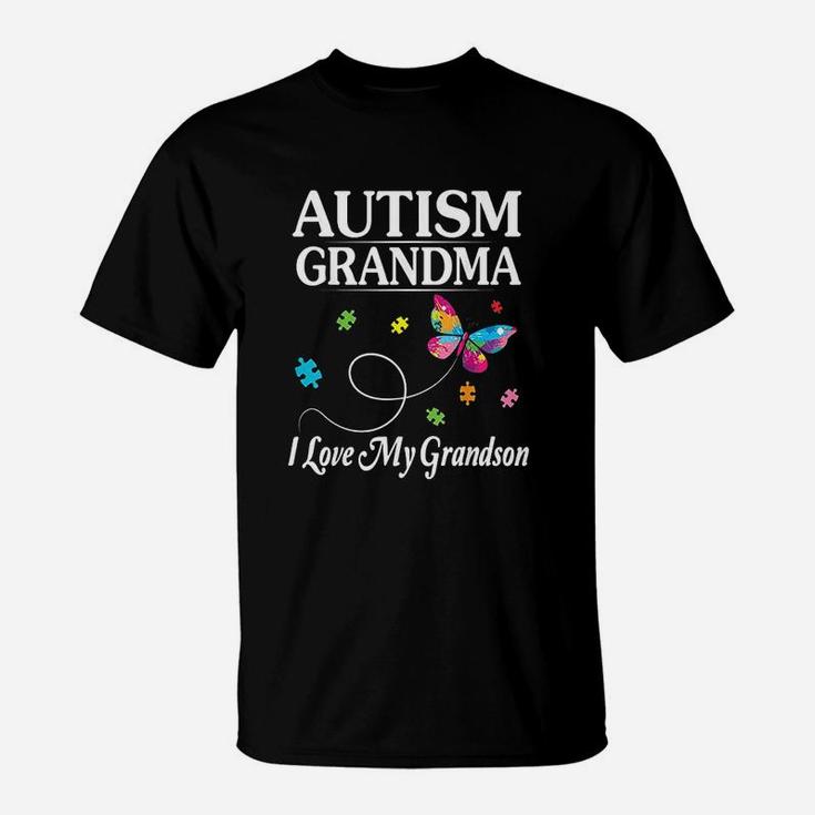Butterfly Autism Grandma I Love My Grandson T-Shirt
