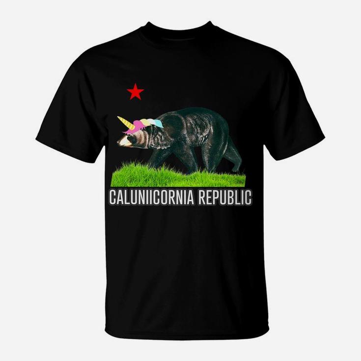 Calunicornia Republic Funny California Flag Unicorn T-Shirt