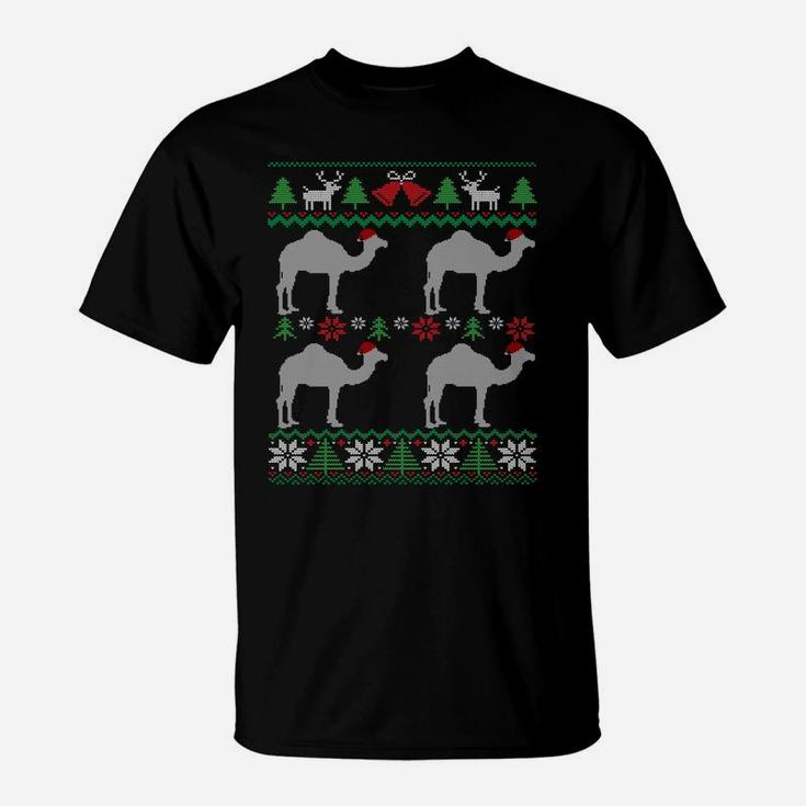 Camels Wearing Santa Hats Funny Egypt Ugly Christmas Sweatshirt T-Shirt