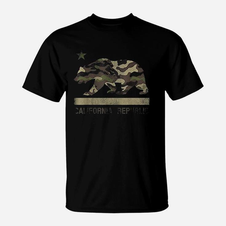 Camouflage California Republic Flag Bear Star T-Shirt
