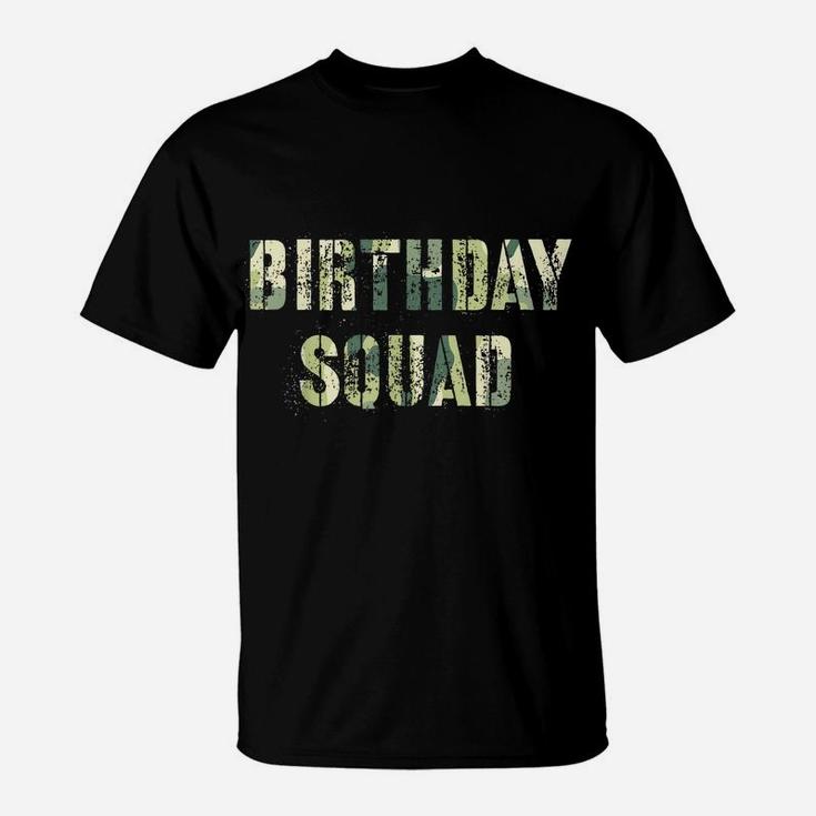 Camouflage Theme Birthday Party Squad Military Hunting Blue T-Shirt