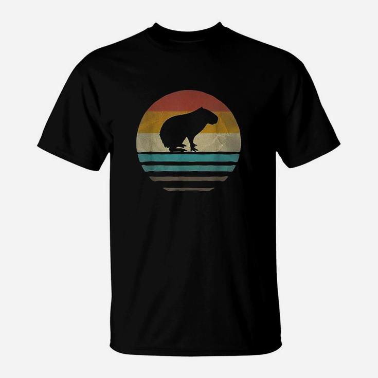 Capybara Retro Vintage 70S Silhouette Distressed Gift T-Shirt