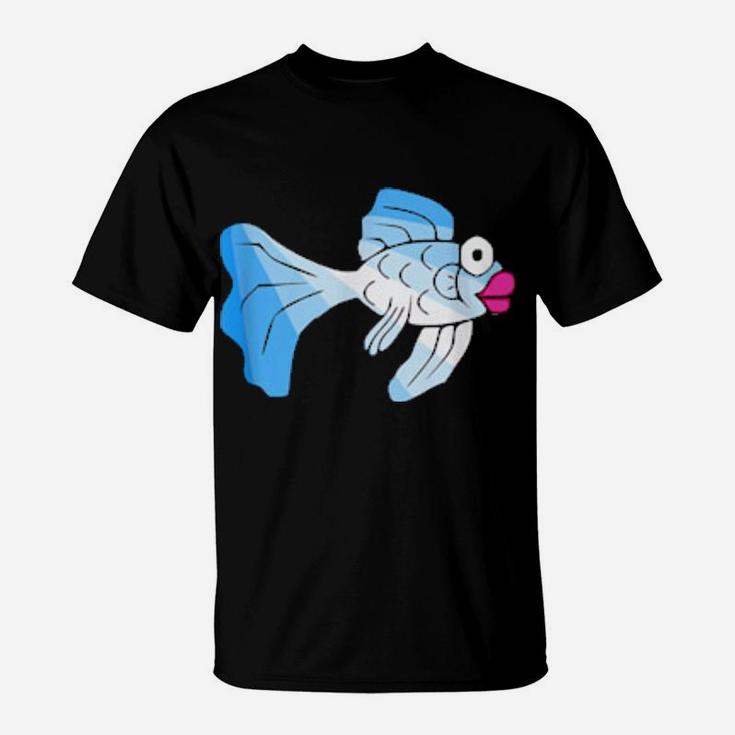 Cartoon Fish With Big Eyes And Pink Lips T-Shirt
