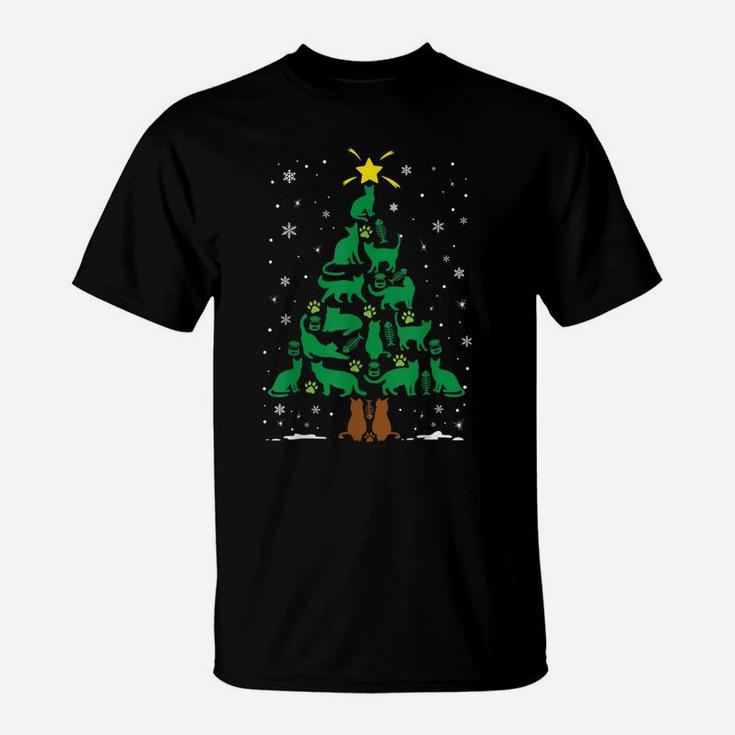 Cat Kitten Lovers Holiday Family Matching Christmas Tree T-Shirt