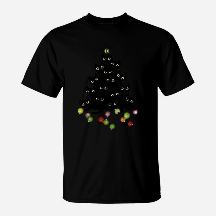 Cat Lovers Cute And Funny Holiday Tree Christmas T-Shirt