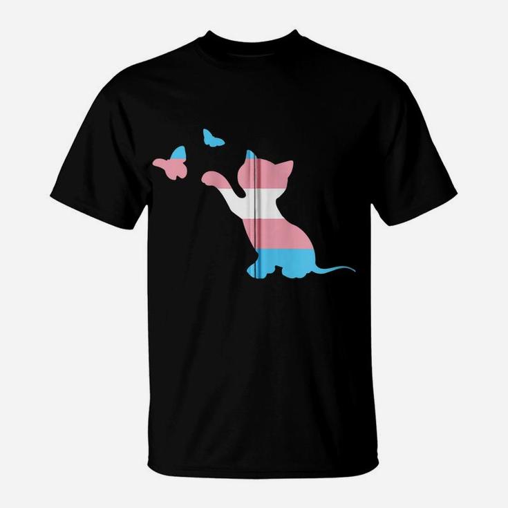 Cat Trans Pride Flag Gift For Transgender Ftm Mtf Cat Lovers Zip Hoodie T-Shirt