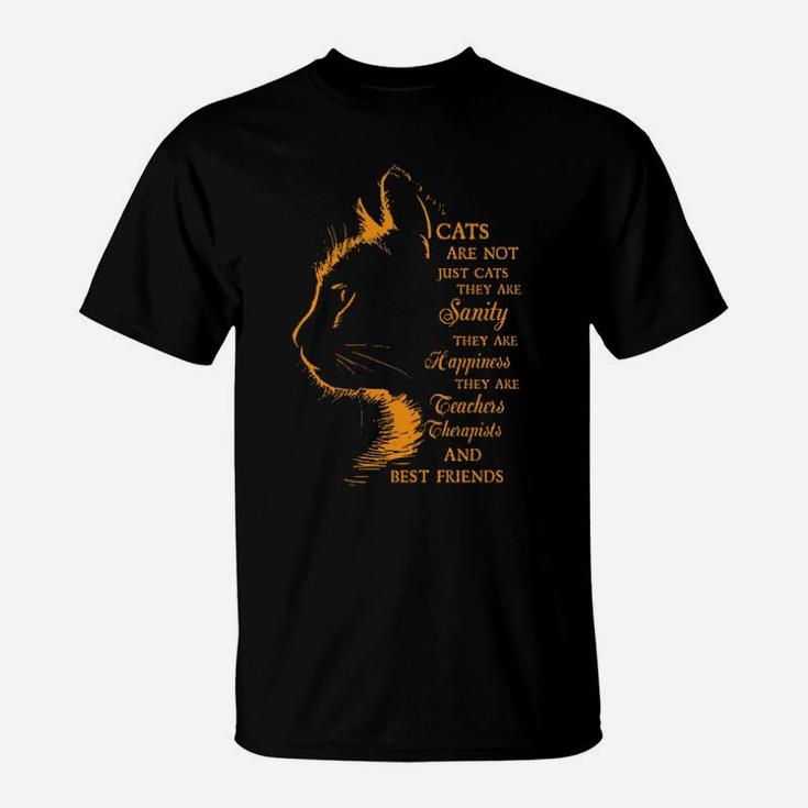 Cats Are Not Just Cats They Are Sanity They Are My Happiness You Are My Teacher You Are My Therapist And My Best Friend T-Shirt