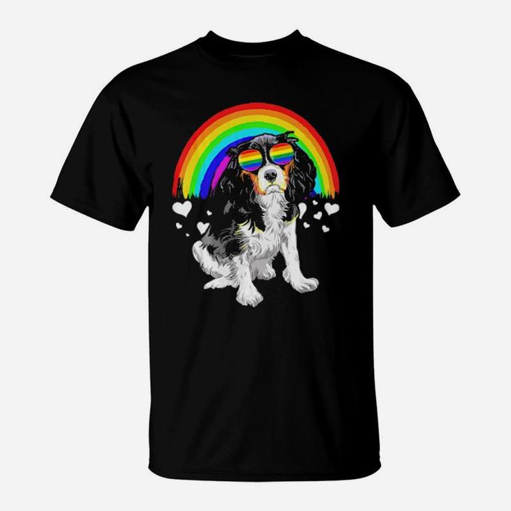 Cavalier King Charles Spaniel Rainbow Gay Pride Lgbt T-Shirt