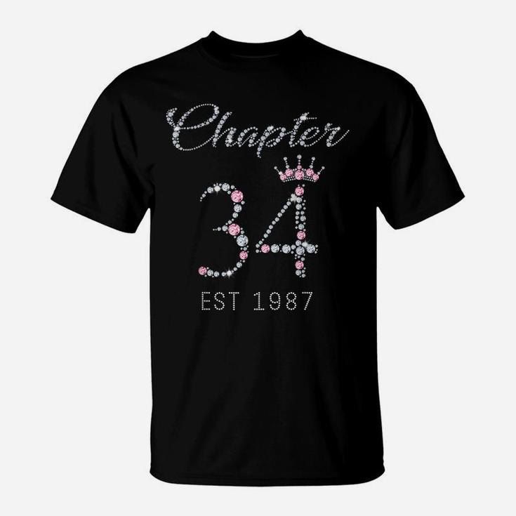 Chapter 34 Est 1987 34Th Birthday Tee Gift For Womens T-Shirt