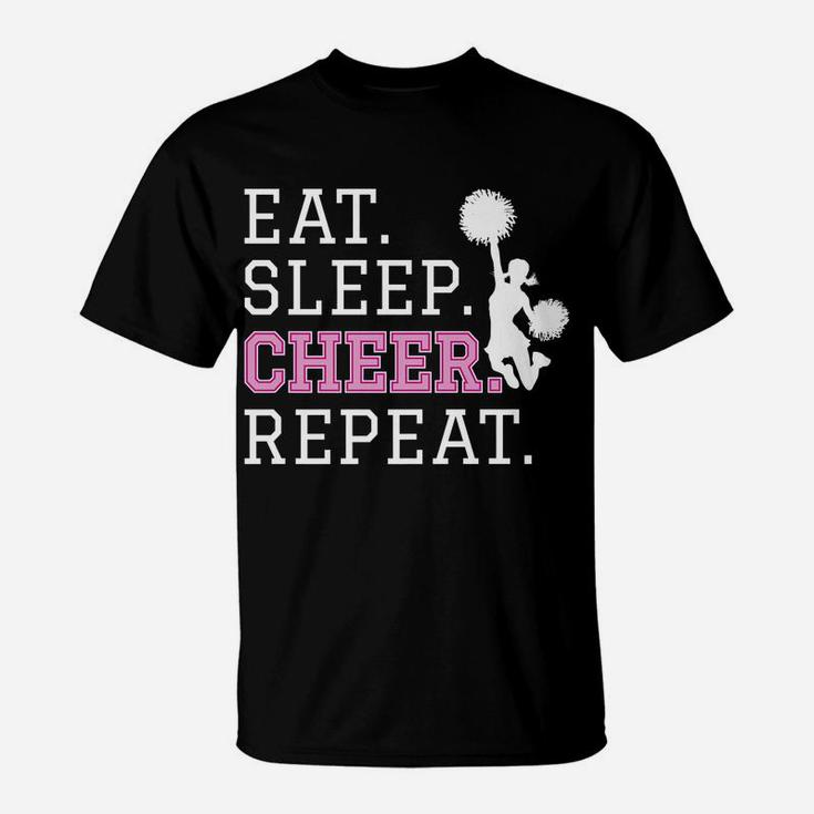 Cheerleading - Eat Sleep Cheer Repeat - Cheerleader T-Shirt