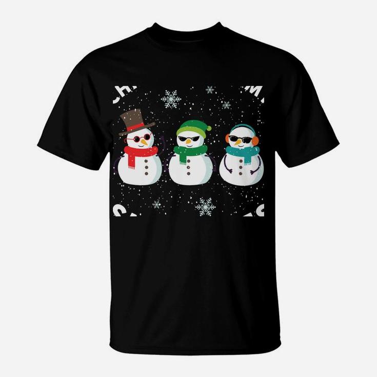 Chillin With My Snowmies Cute Snowman Ugly Christmas Sweater T-Shirt