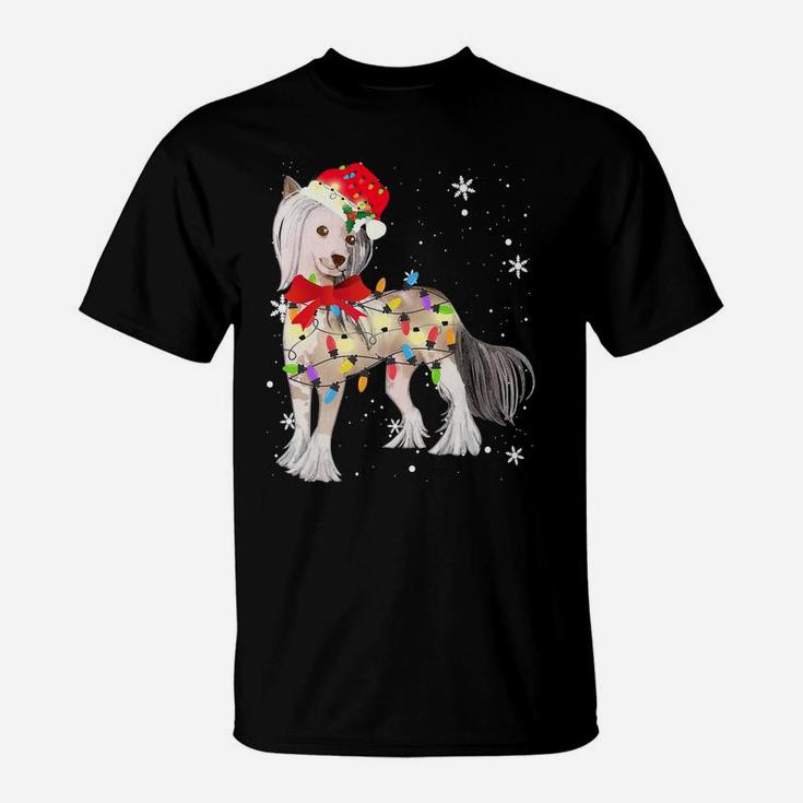 Chinese Crested Dog Christmas Light Xmas Mom Dad Gifts T-Shirt