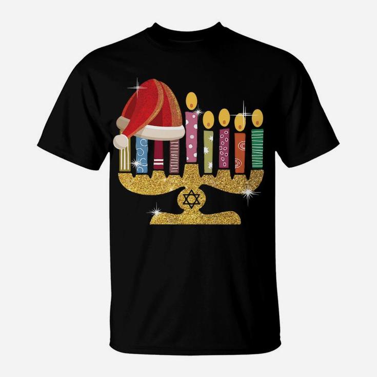 Chrismukkah Hannukah Santa Hat Funny Christmas Xmas Sweatshirt T-Shirt
