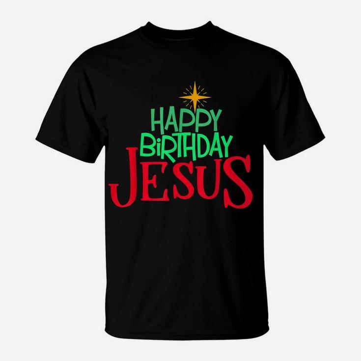 Christian Christmas Happy Birthday Jesus Women Men Kids Gift T-Shirt