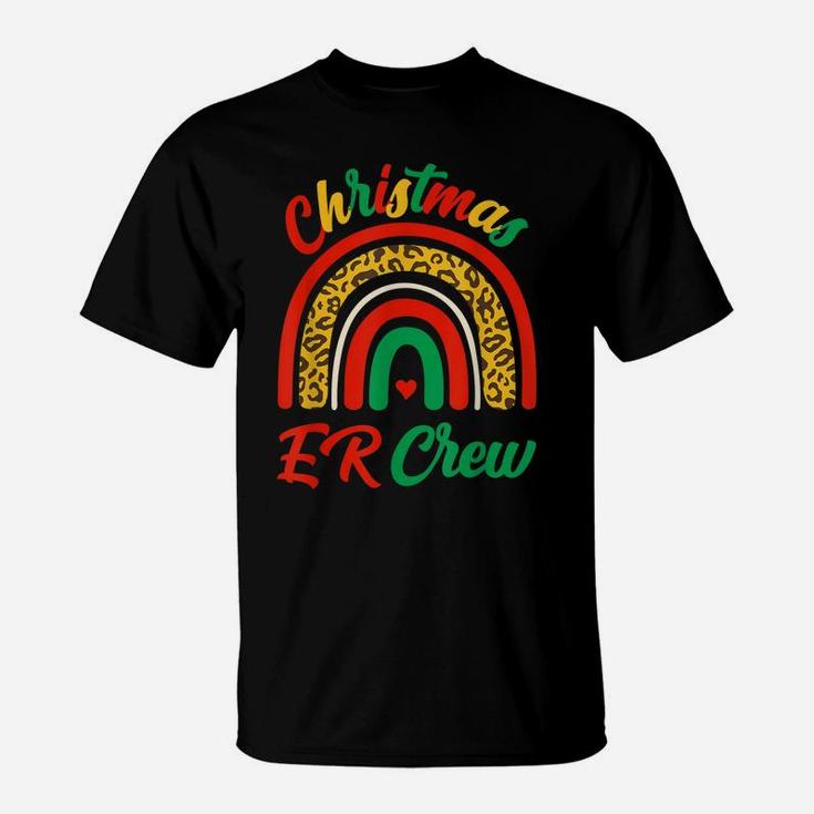 Christmas Er Crew Plaid Leopard Rainbow Fun Xmas Pajamas Pjs T-Shirt