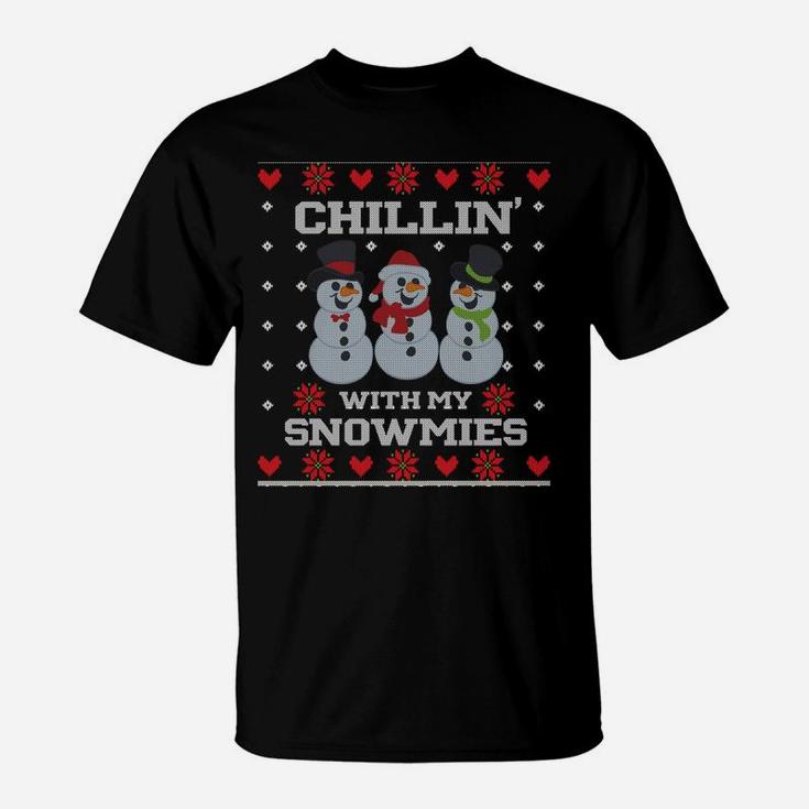 Christmas Fishing Snowman Chillin' With My Snowmies Sweatshirt T-Shirt