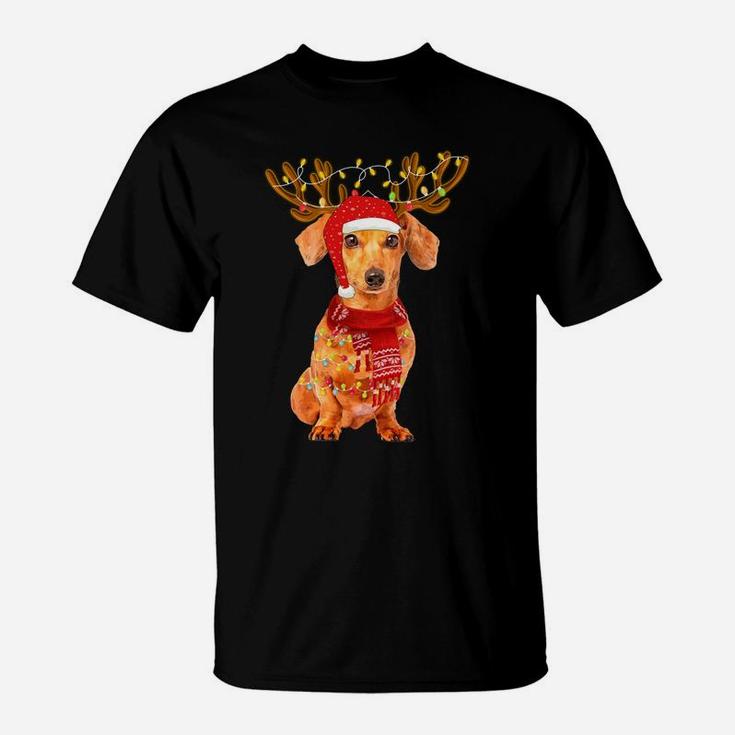 Christmas Lights Dachshund Dog Lover Dog Dad Dog Mom Sweatshirt T-Shirt