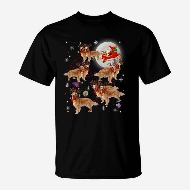 Christmas Santa Claus Riding Golden Retriever Xmas Pajamas Sweatshirt T-Shirt