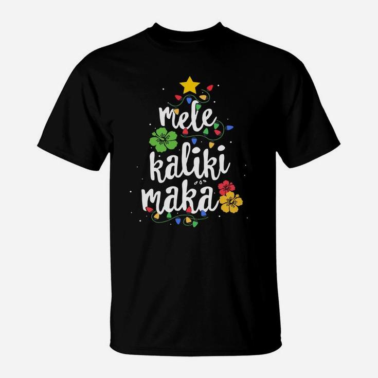 Christmas Tree Light Mele Kalikimaka Tropical Hawaii T-Shirt