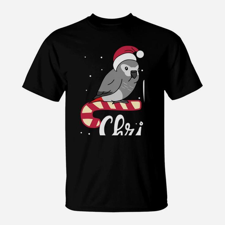 Chubby African Grey Parrot Merry Christmas Kawaii Sweatshirt T-Shirt