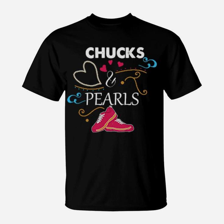 Chucks And Pearls Valentine Mum And Daughter T-Shirt