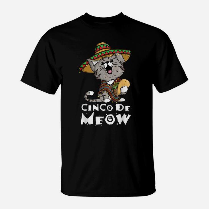 Cinco De Meow Shirt With Smiling Cat Taco And Sombrero T-Shirt