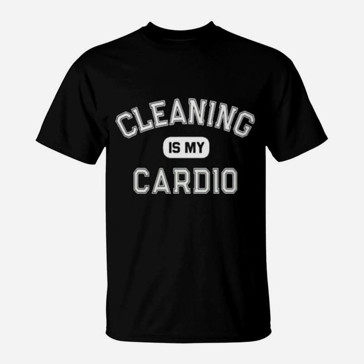Cleaning-Is-My-Cardio-Custodian-Cleaner-Crew T-Shirt
