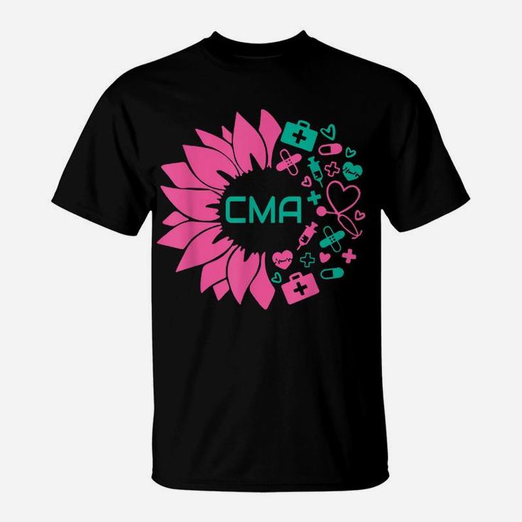 Cma Medical Flower Certified Medical Assistant Cute Nurse T-Shirt