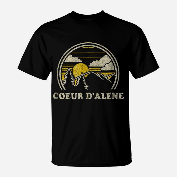 Coeur D'alene Idaho Id T Shirt Vintage Hiking Mountains Tee T-Shirt