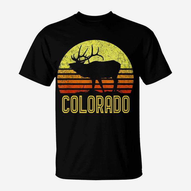 Colorado Elk Hunter Dad Vintage Retro Sun Bow Hunting Gift T-Shirt